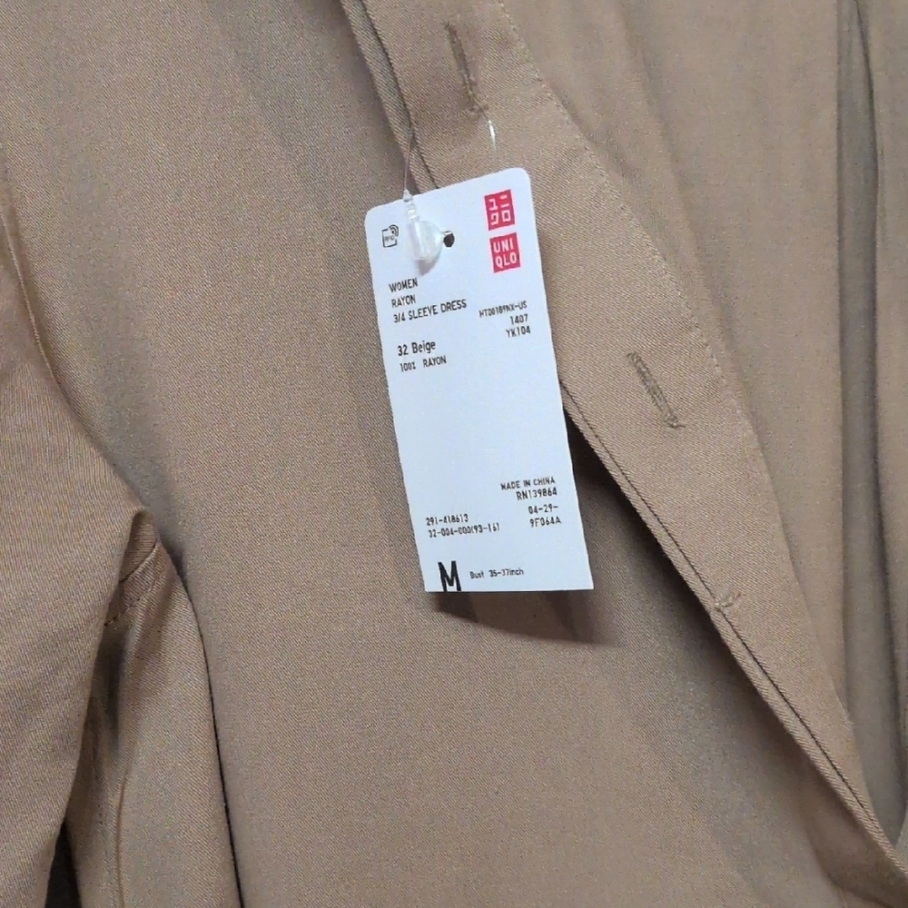 Uniqlo Brown Long Sleeve V-Neck Dress - Picture 3 of 6